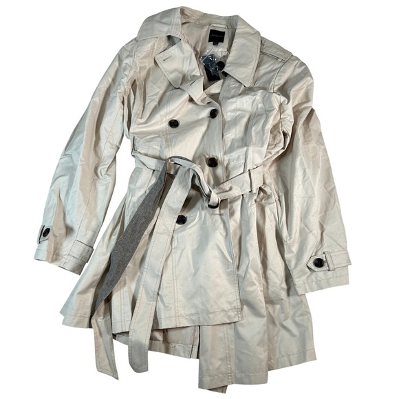 Lane Bryant Womens Trench Coat Plus Size 22/24 Belted Double Breasted Tan NWT - Picture 1 of 12